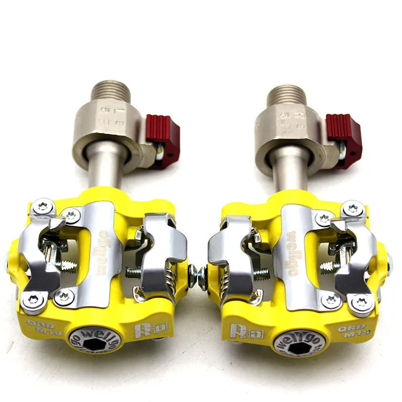 WPD-M19 Yellow Wellgo QRD-WPD-M19 педали для горного велосипеда MTB быстроразъемные педали из алюминиевого сплава 6061 с ЧПУ самоблокирующиеся педали - Цвет: WPD-M19 Yellow