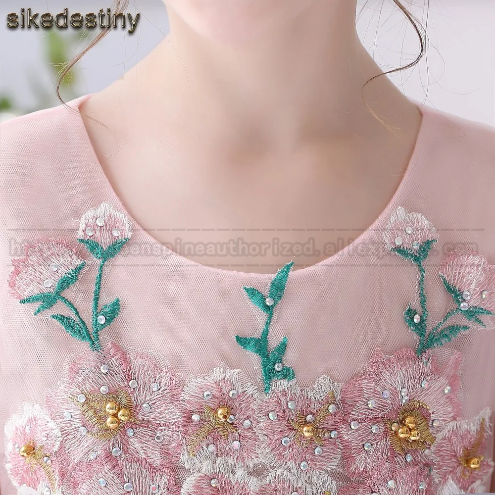 Sikedestiny розовые платья для девочек с цветочным узором Sheer Jewel шеи поясом оборками