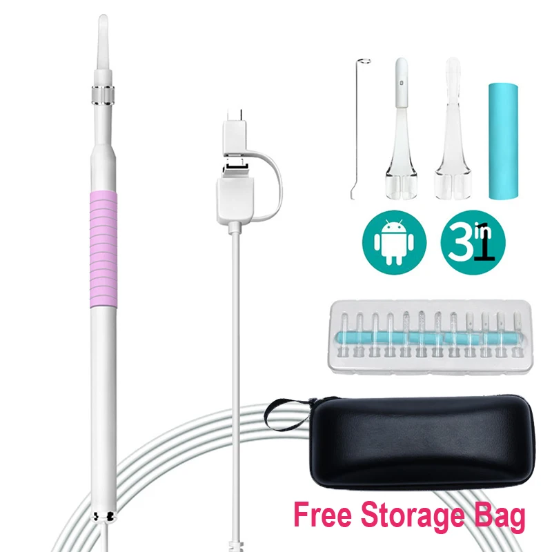 

Pink USB HD Visual Ear Cleaning Endoscope Spoon 5.5mm Mini Camera Android PC Ear Pick Tool Health Care Otoscope Borescope