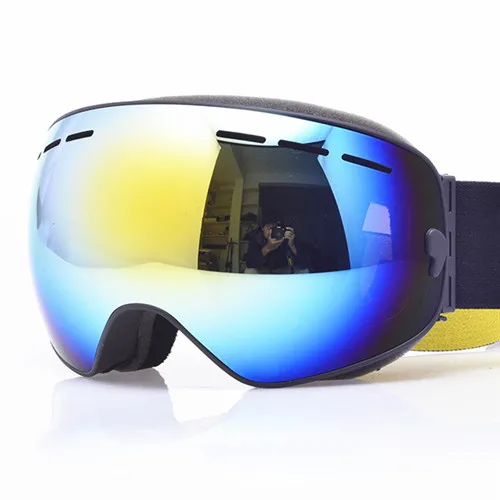 Лыжные очки для сноуборда однослойные противотуманные UV400 большие сферические очки мужские и женские лыжные снегоходные маски снежные очки с коробкой - Color: Color Lens