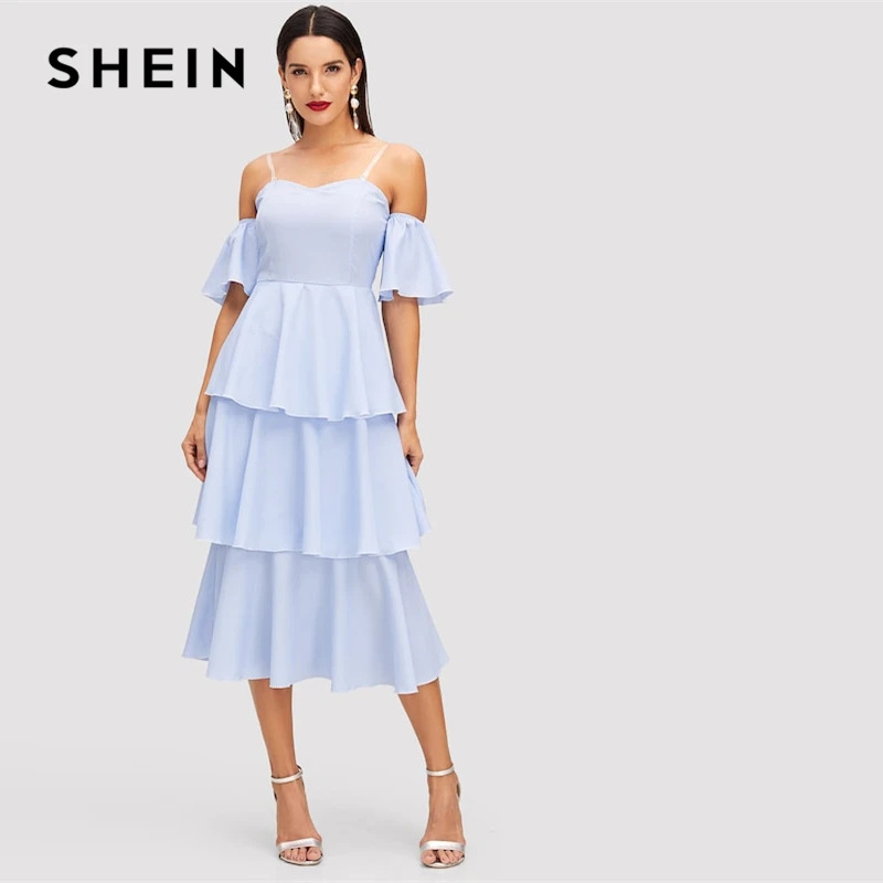 SHEIN Нарядный Сарафан На Бретельках, Сарафан С Воланами, Летнее Платье Без Рукавов