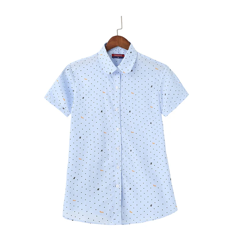 Dioufond плюс Размеры Для женщин рубашка с принтом короткий рукав Блузки для малышек