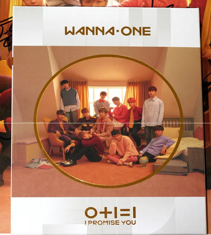 Подписанный вручную WANNA ONE autographed mini2nd альбом 0 + 1 = я обещаю вам K POP CD photobook