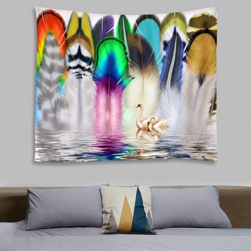 Tapestry Wall Hanging Bedspread Beach Towel Table Cloth Home Deco Beautilf Multi Feather Print Free Shipping Large Plus Size | Дом и сад