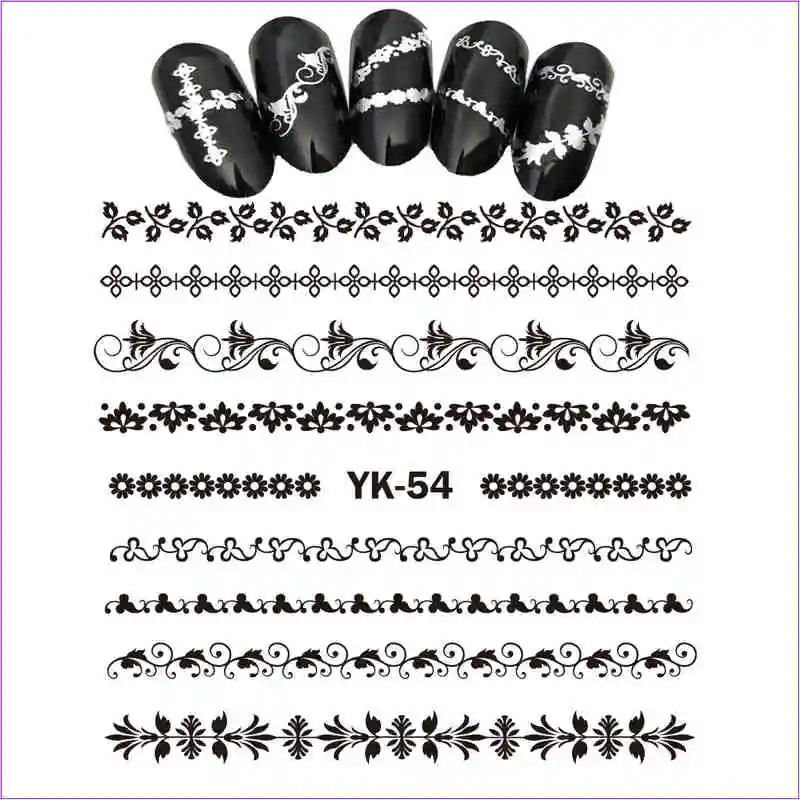 YK054 SILVER UPRETTEGO Золотые/серебряные Водные Наклейки металлические наклейки для ногтей цветок кружева волна ветка витиеватая лоза лист YK49-54 - Цвет: YK054 SILVER