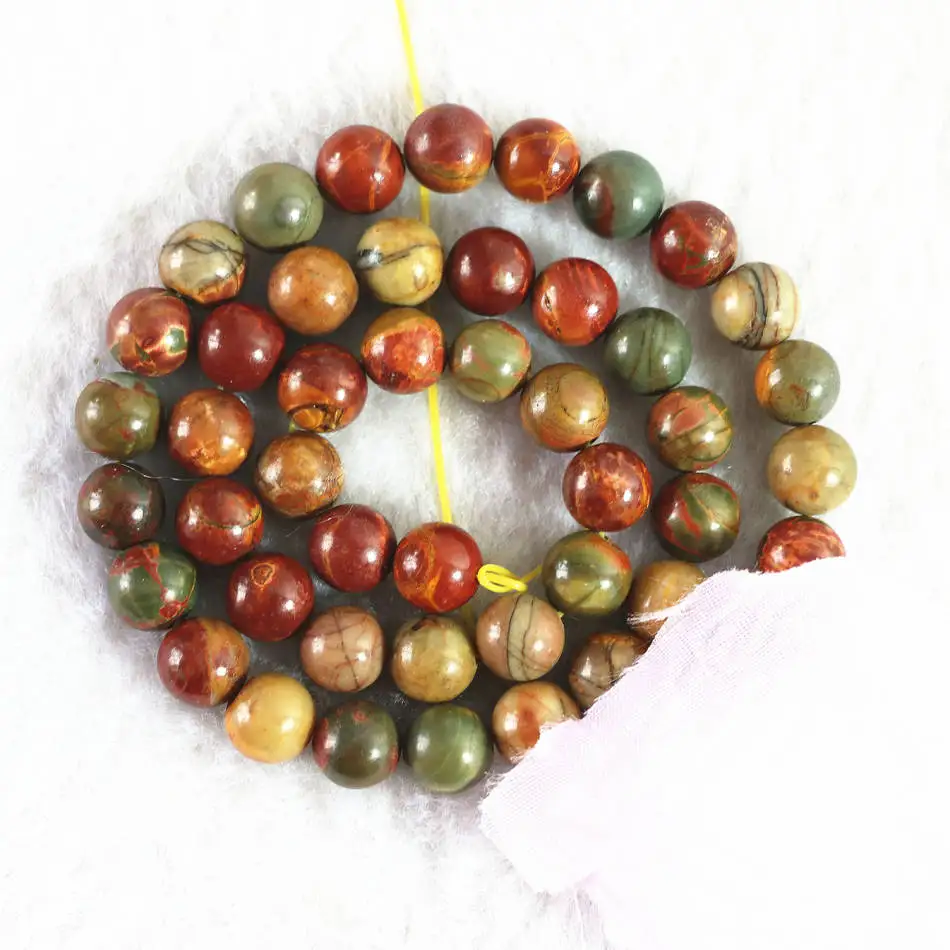 

Natural picasso multicolor stone 4mm 6mm 8mm 10mm 12mm 14mm DIY jewelry round loose beads 15" B373