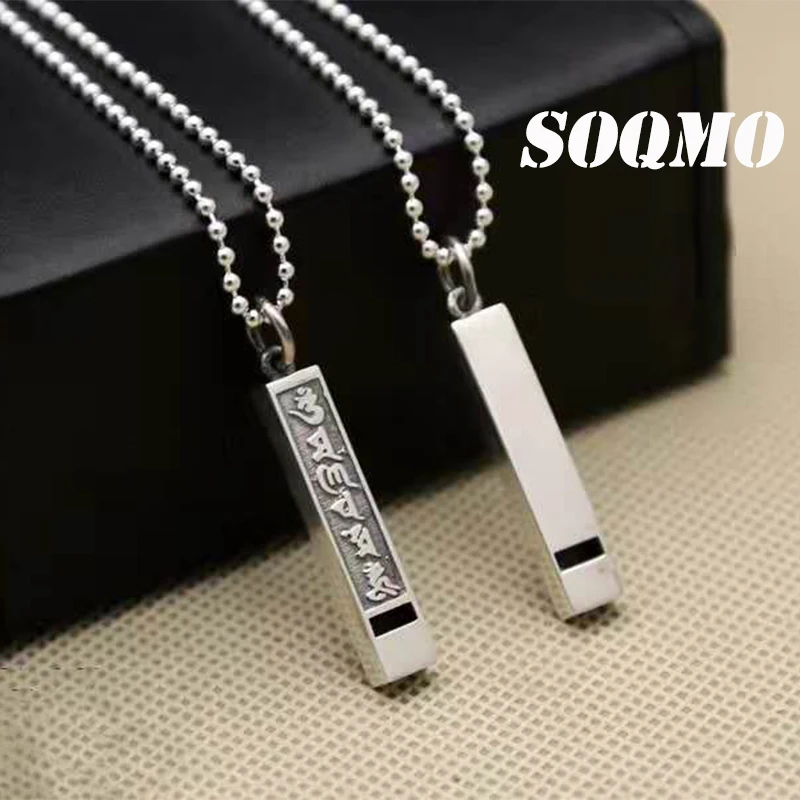 SOQMO 925 пробы Серебряная буддийская Сутра из шести надписей кулон-свисток для