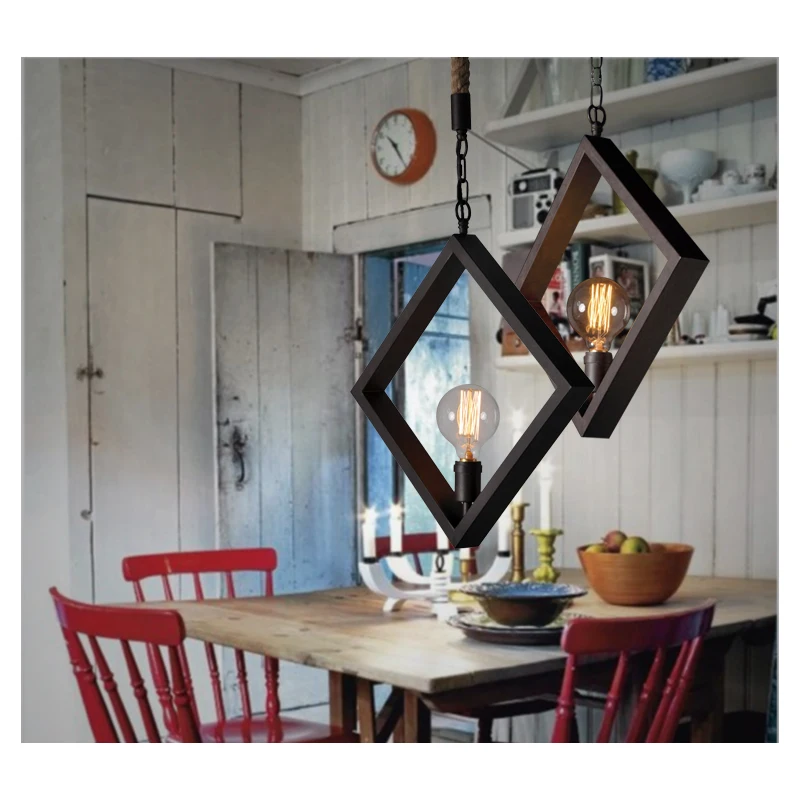 1 шт. Ретро черный ржавый бар свет Kithchen квадратный гладить Открытый Подвесные