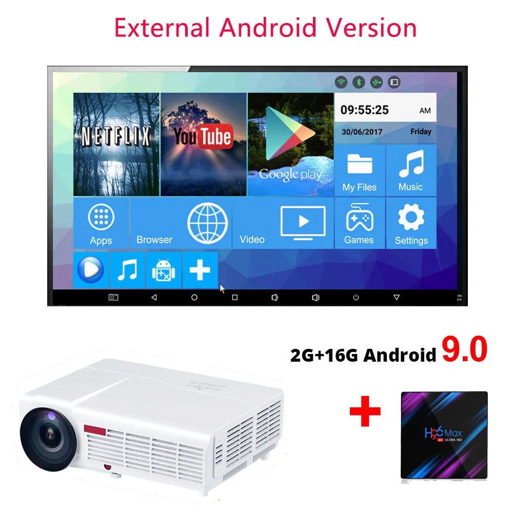 WZATCO светодиодный 96 Вт 3D светодиодный проектор 5500 люмен Android 9,0 Smart Wifi full HD 1080P Поддержка 4k онлайн видео проектор для дома