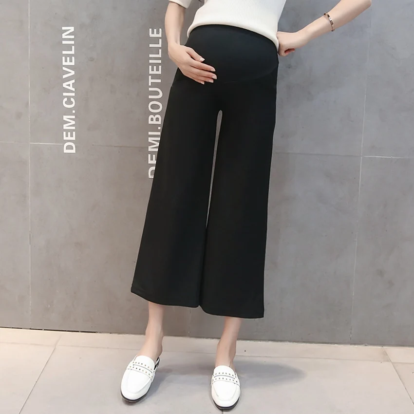 Pregnant women wide leg pants spring and autumn new summer thin section leggings nine points outside wearing stomach | Мать и ребенок