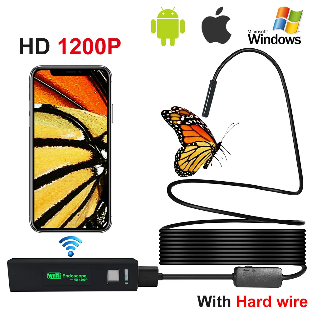 Камера видеонаблюдения ViewEye водонепроницаемая камера бороскоп 8 мм HD Wi Fi Android IOS