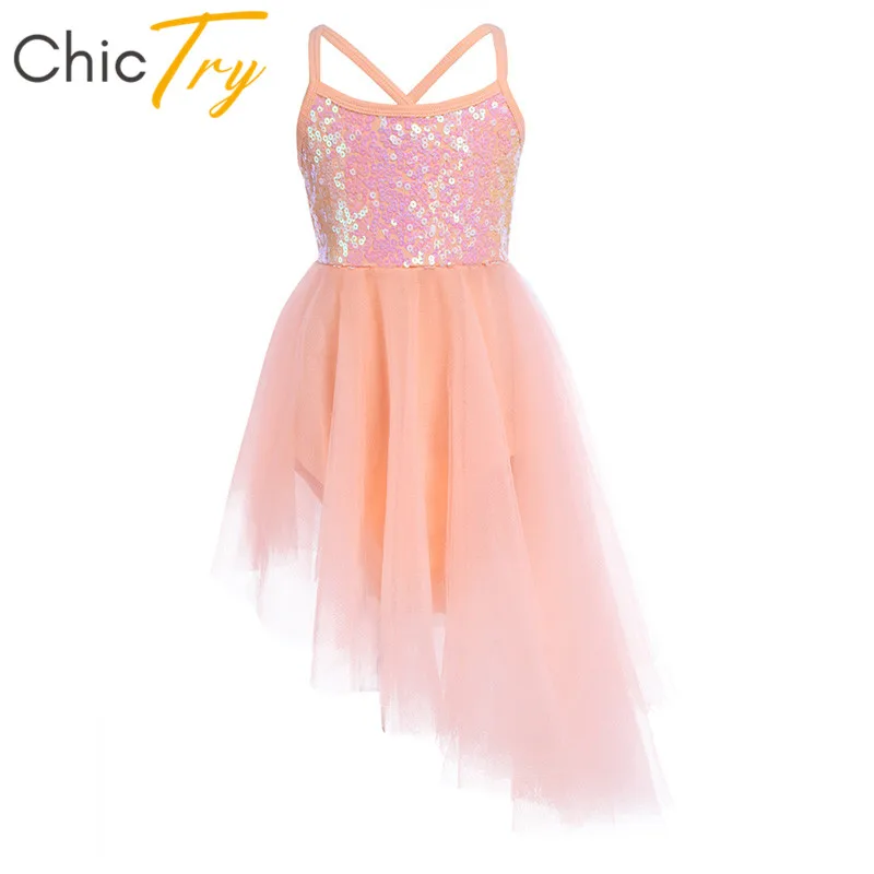 

ChicTry Girls Sequins Tulle Professional Ballet Tutu Dress Girls Gymnastics Leotard Stage Lyrical Dance Costumes Kids Dance Wear