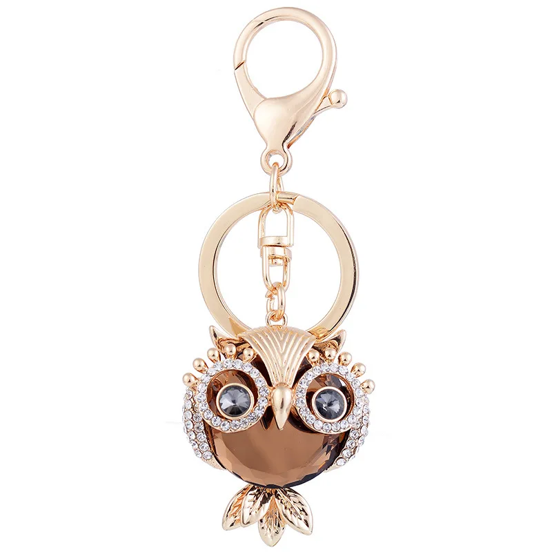 Милая кристальная сова брелок Шампанское Стразы Key Chain женщины сумку очарование