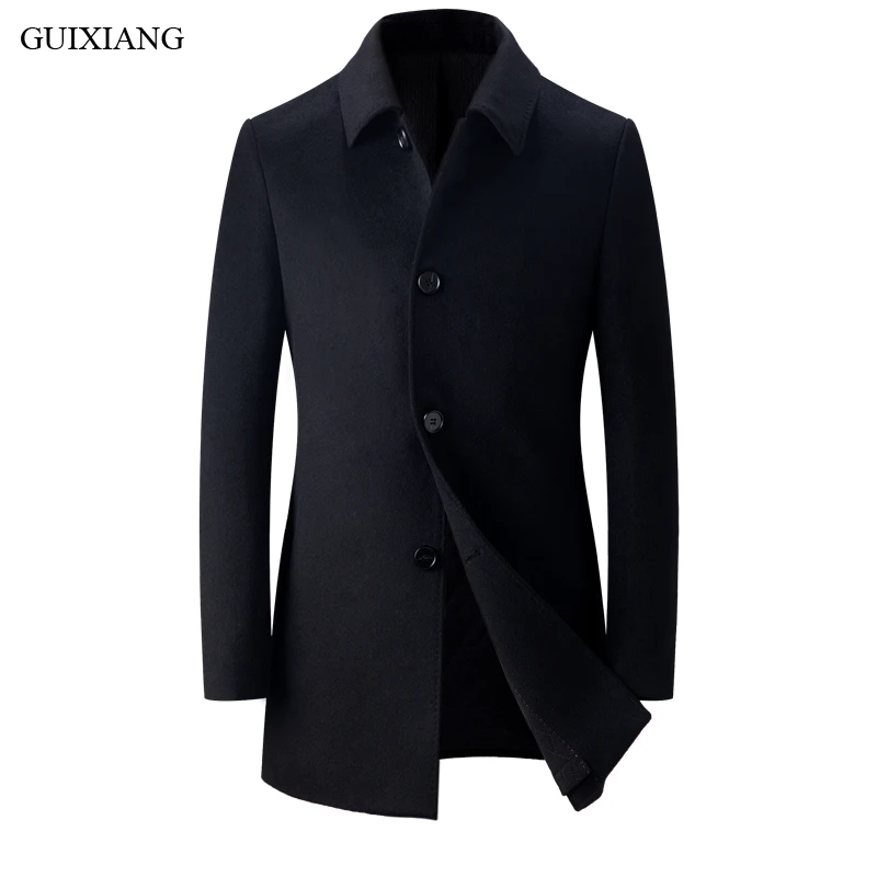 

2018 New Arrival Winter Style Men Boutique Woolen Jacket Coat Business Casual Single Breasted Solid Slim 95% Wool Overcoat M-3XL