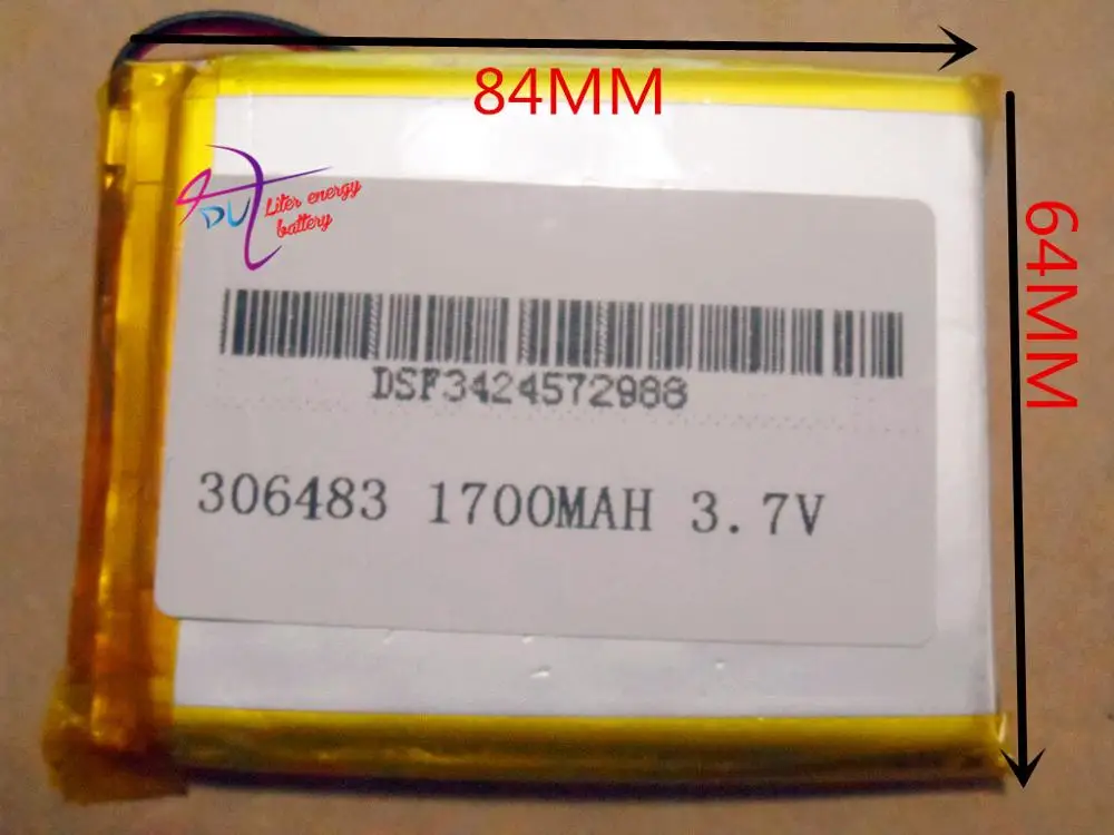 Литий-полимерный аккумулятор 306483 3 7 В 1700 мАч с защитной платой для MP4 PSP GPS |