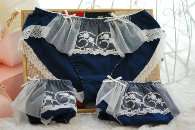 Настоящие фотографии, Размеры M, L, XL, милые хлопковые уникальные кружевные трусики в стиле Лолиты из молочного шелка для принцесс, нижнее белье, трусики-стринги WP229