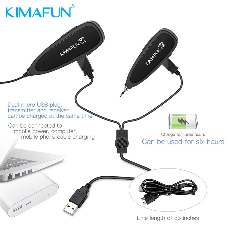 KIMAFUN 2 4 GHz Мини Профессиональный беспроводной Lavalier/отворотом микрофон система для