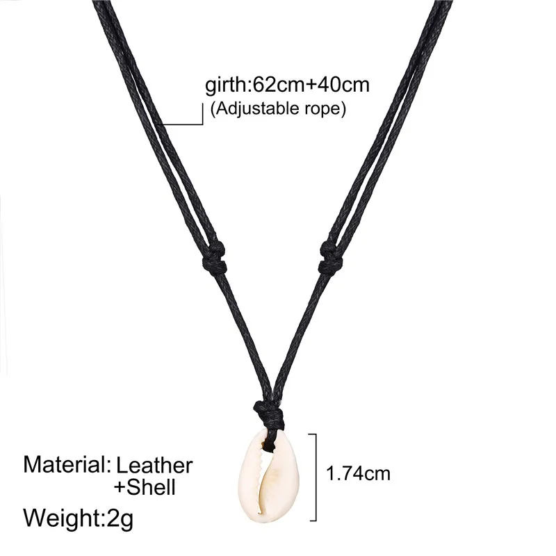 

Black Braided Rope Shell Pendant Chokers Necklace Unique White Color Beach Conch Necklace For Women Friend Gift
