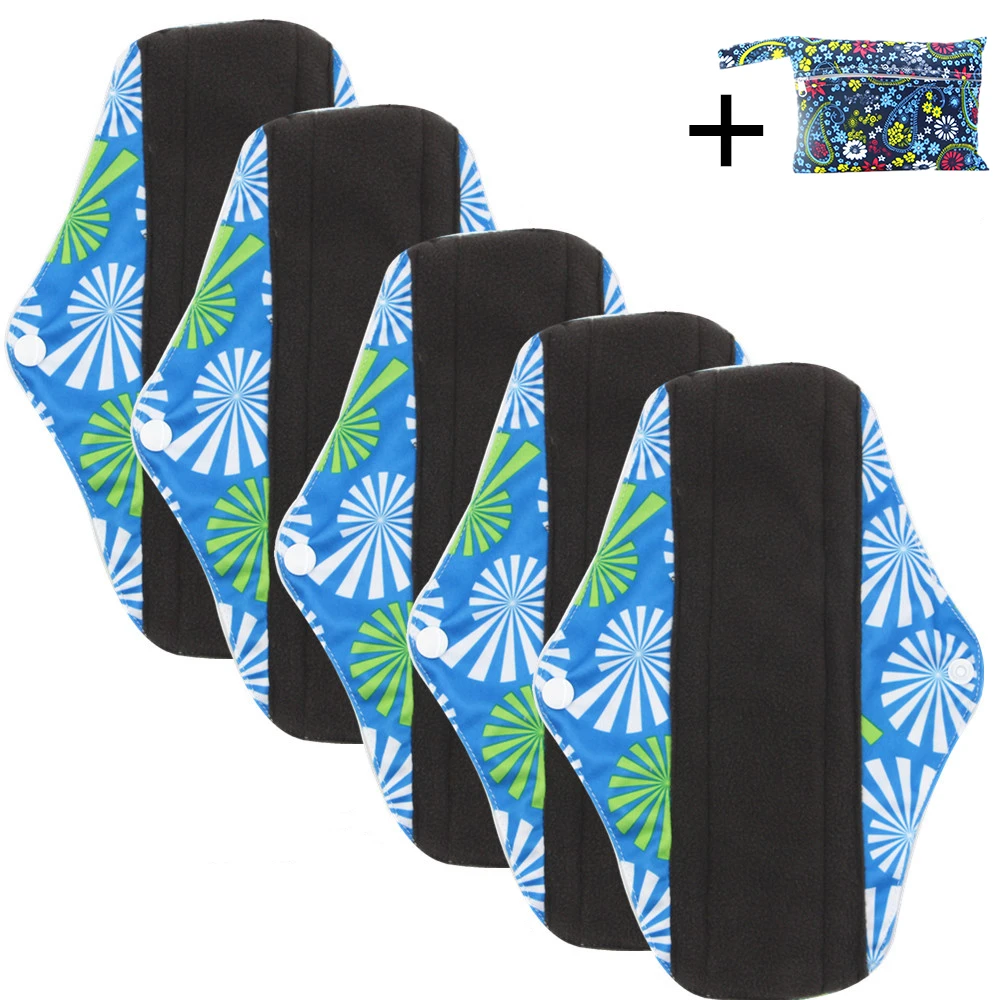 

10 piece washable pillow with floral pattern Reusable menstrual pad Washable bamboo Reusable absorbent sanitary napkin size M