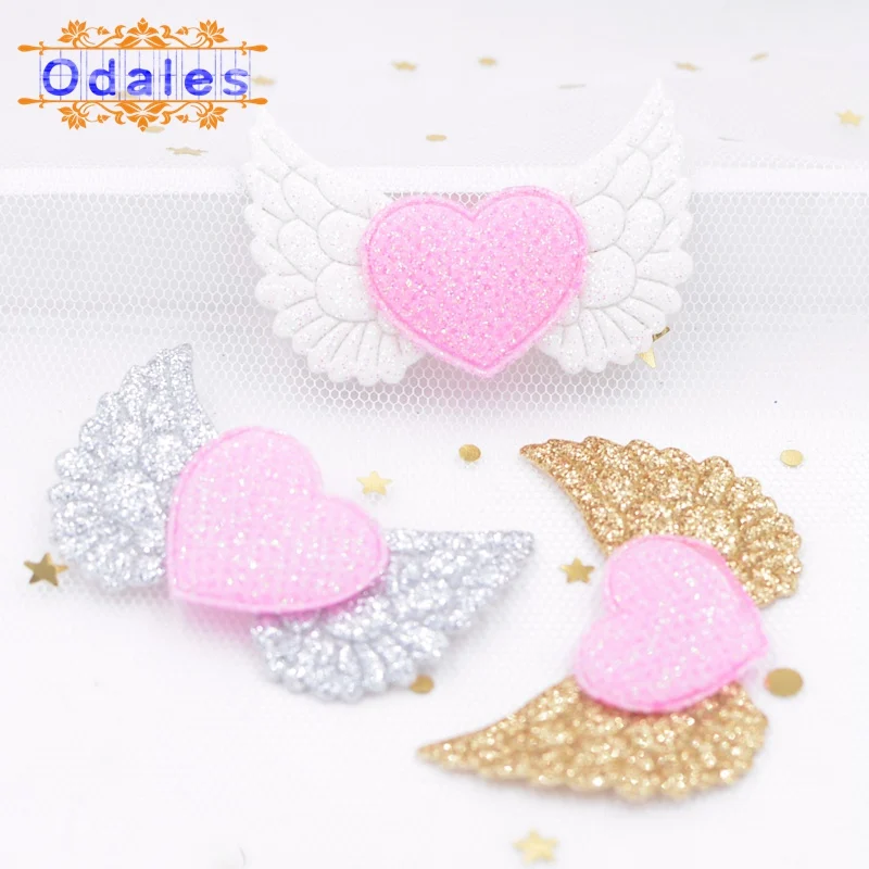 16 шт. блеск порошки Крыло ангела с сердцем аппликации красочные Амур крыла Фея