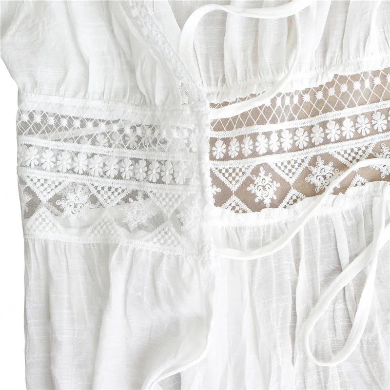 2019 Сексуальное Женское кружевное бикини Длинная накидка пляжное платье кардиган