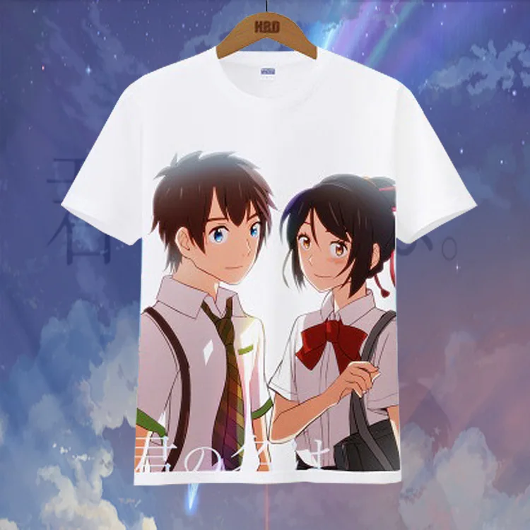 Kimi no Na wa футболка с вашим именем новые японские аниме футболки белая принтом для