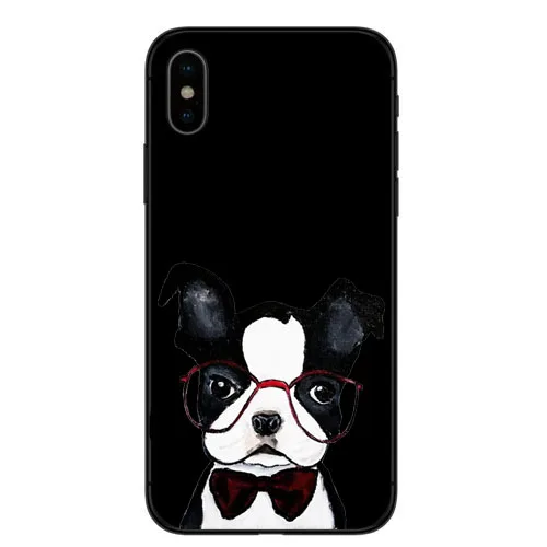Casos de telefone Buldogue Frances Arte Para iphone X XR XS MAX 8 7 6 5 4 Бостон-терьер собака Роза силиконовый Suave Fundas Coque