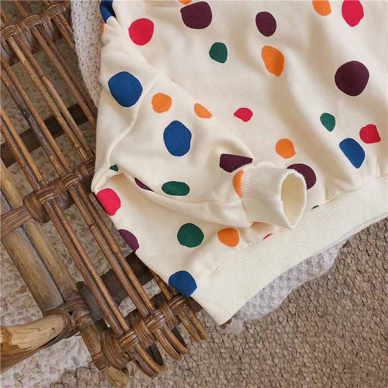 Толстовка с капюшоном в горошек для мальчиков и девочек повседневная детская