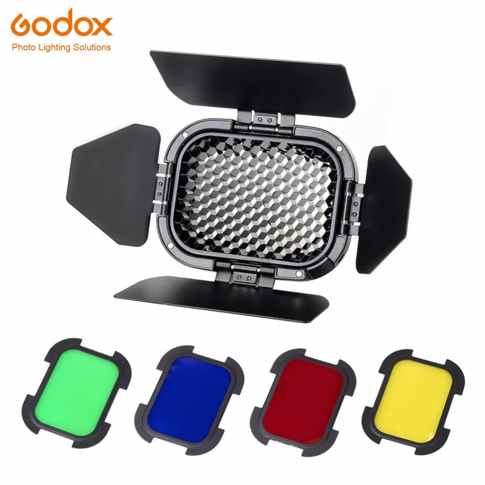 Godox BD 07 дверь сарая 4 Цвета Гелевые фильтры (красный желтый синий зеленый) с