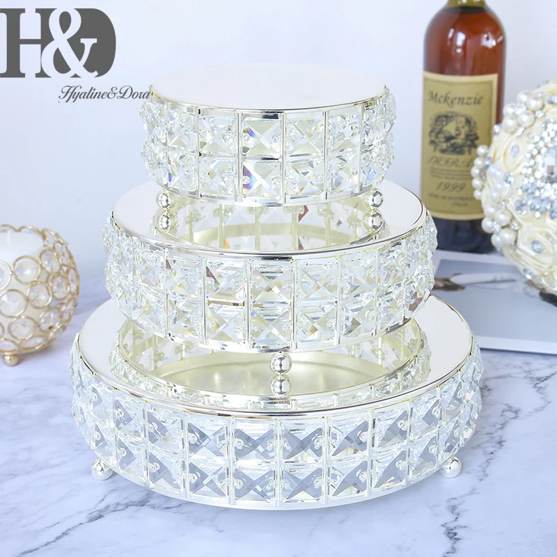 H& D 3 яруса подставка для свадебного торта стеклянная металлическая тарелка для кекса с хрустальным десертным пьедесталом вечерние украшения для дня рождения