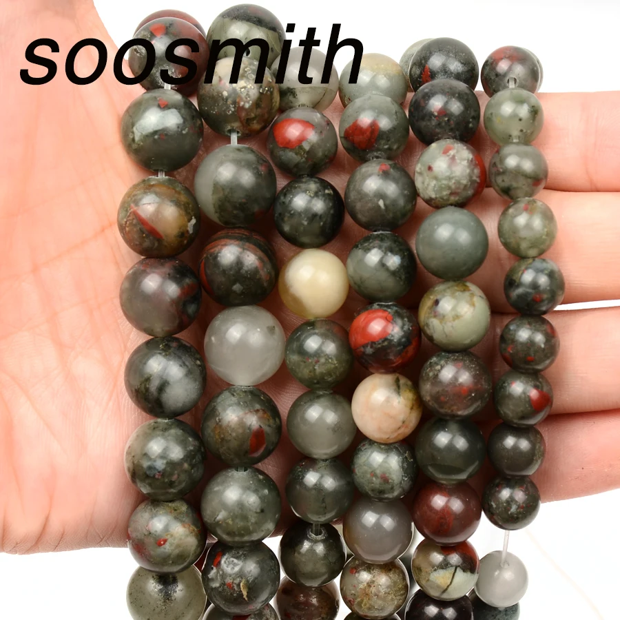 Soosmith Натуральный Камень Бисер Bloodstone Шарм Свободные Spacer Бусины для