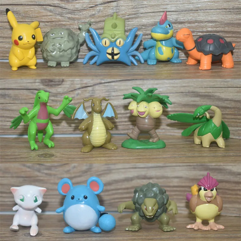 13 шт./компл. 3-6 см аниме Totodile Geodude Pidgeot Chikorita Pika pkm фигурка Модель Коллекция игрушек для детей