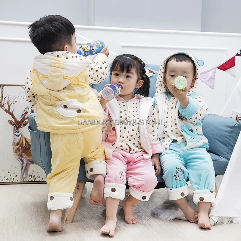 Зимний комплект из 3 предметов для маленьких девочек и мальчиков милый плотный