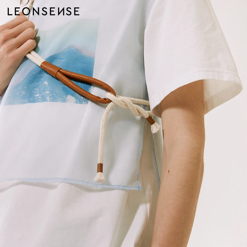 LEONSENSE оригинальный бренд ручная роспись печать Синяя Прозрачная ткань сшивание