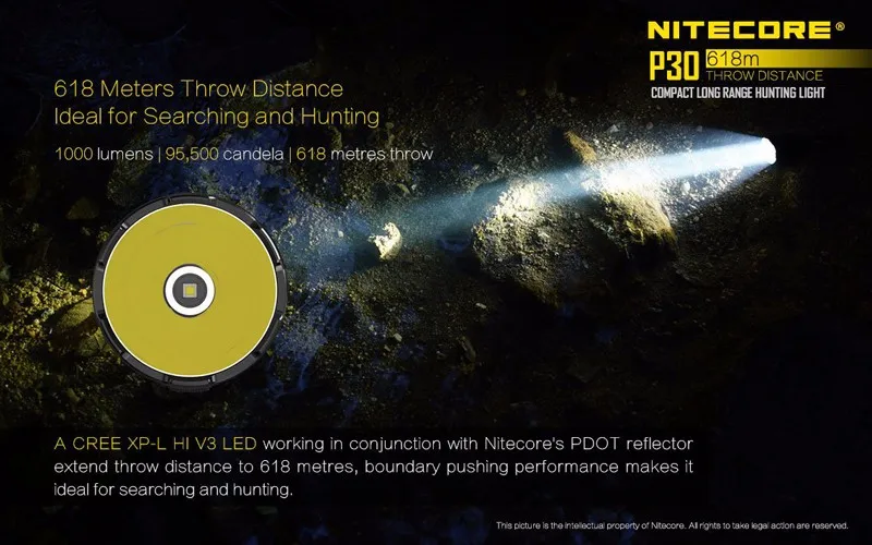 Охотничий светильник Nitecore P30 компактный светодиодный светильник дальнего действия с дальностью луча 618 м