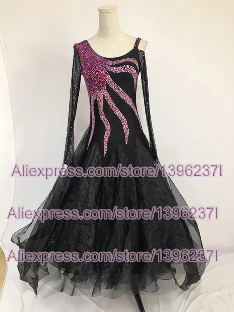 

Черное стандартное платье для бальных танцев, женское высококачественное сценическое платье для фламенко, вальса, танго, бальных соревнова...