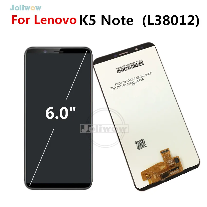 6," lcd для lenovo L38012 K5 Note lcd дисплей кодирующий преобразователь сенсорного экрана в сборе 1440x720 Snapdragon 450 для lenovo K5 NOTE lcd