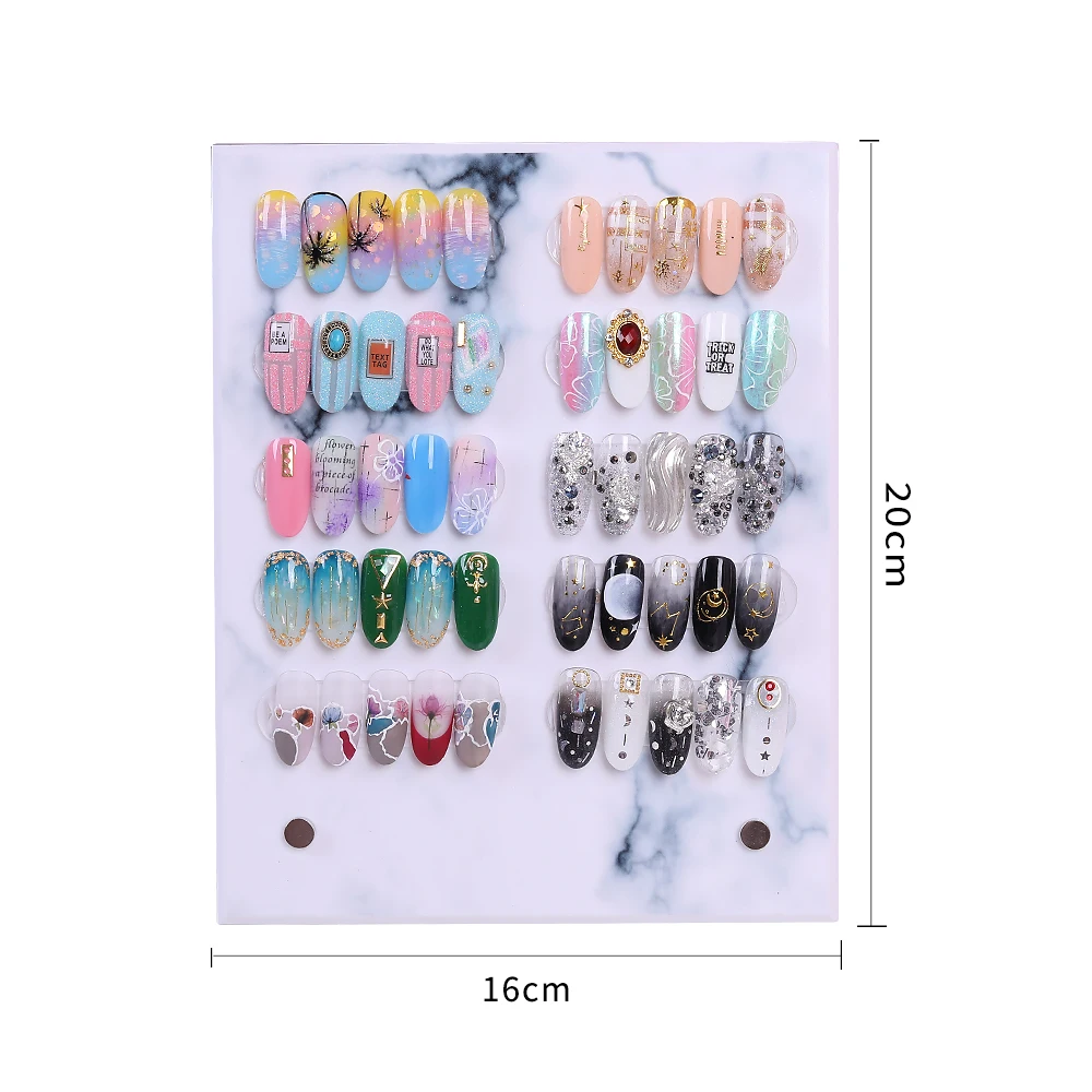 Дизайн ногтей дисплей доска книга мрамор стерео Магнит адсорбции съемная