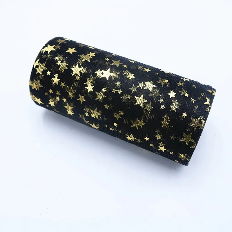 Gold star tulle Тюль рулон 13 см 10 ярд лента на стул из органзы бант катушка пачка рулон юбка свадебное украшение день Рождения Вечеринка для детей - Цвет: Gold star tulle
