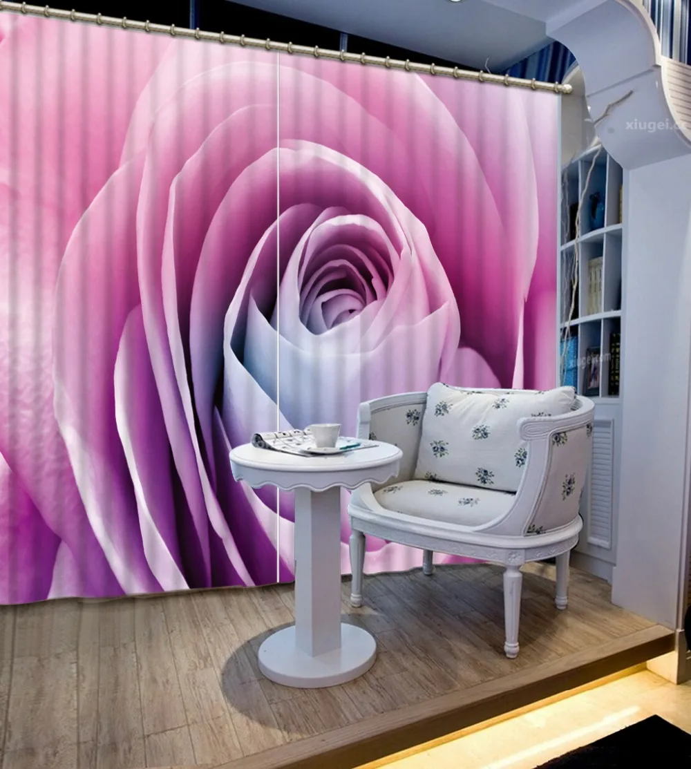 

European Rose Curtains Custom Living room Curtains romanic Luxury 3D Curtain For Bedroom Window Drapes