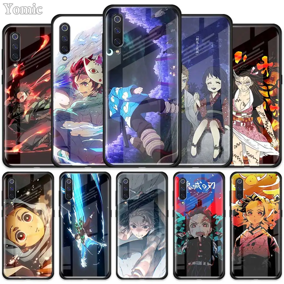 Чехол из закаленного стекла с аниме Demon Slayer Kimetsu no Yaiba для Xiaomi Redmi Note 10X 9 9S 8T K30 K20 Pro K30i