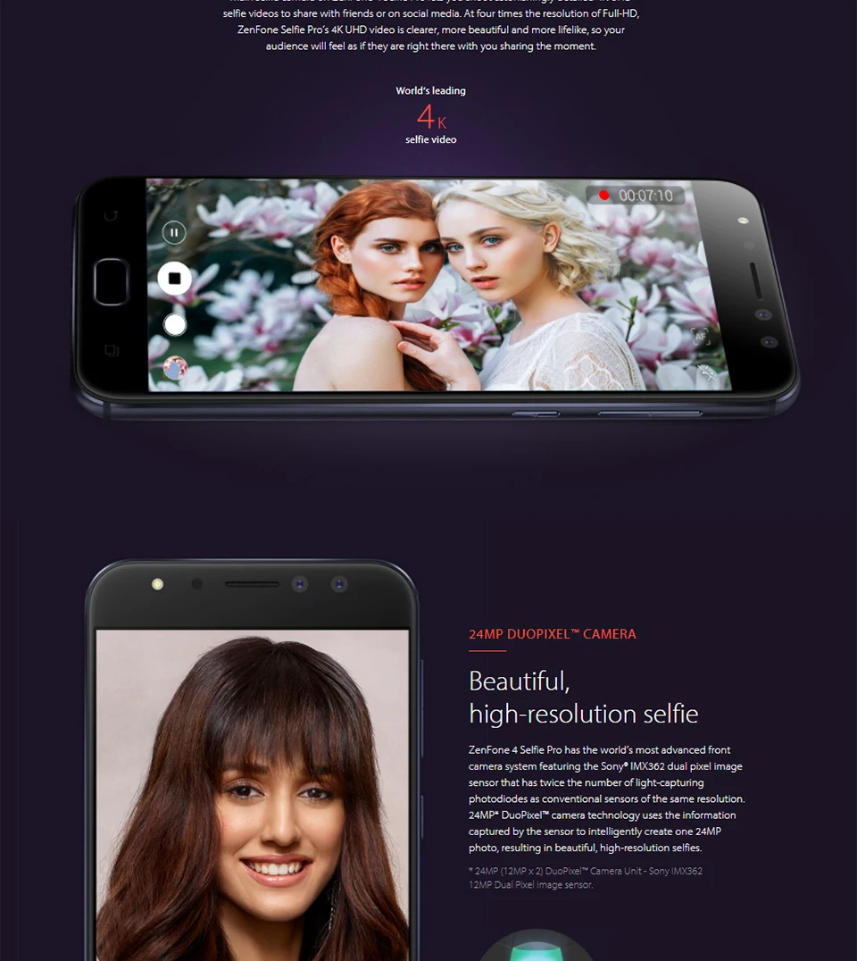 Смартфон ASUS ZenFone 4 Selfie Pro ZD552KL 5,5 ''FHD с двумя передними объективами 24 МП(12 МП* 2) Восьмиядерный мобильный телефон Snapdragon 625 4 Гб ram
