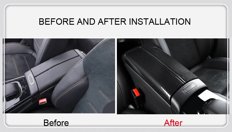 

For Mercedes-Benz A Class W177 2019 Car Interior Armrest Box Cover Decorative Trim 2pcs ABS Plastic Auto Accessories