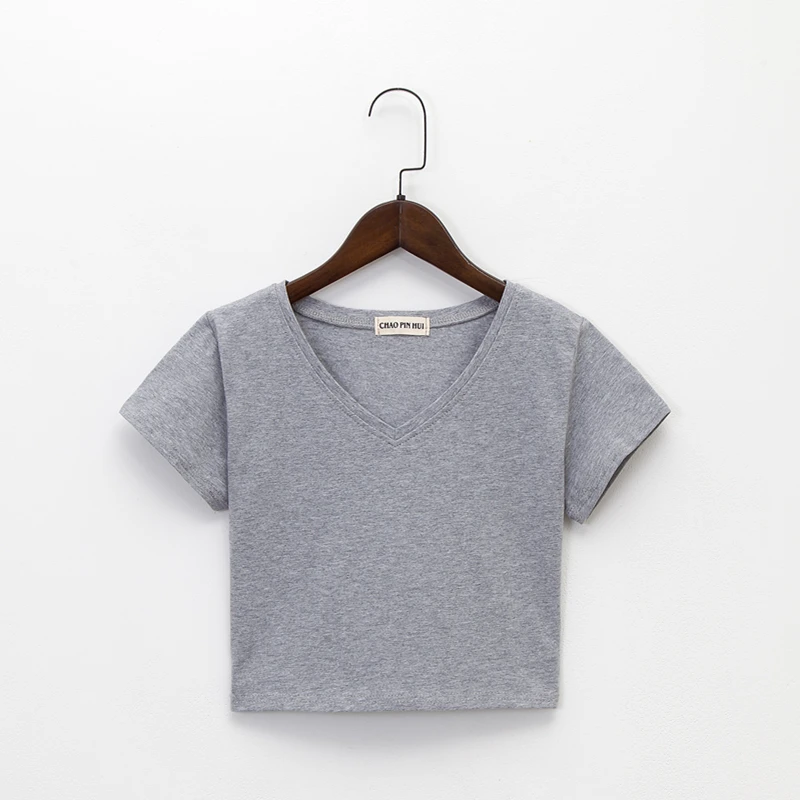 Горячая Распродажа сексуальный женский базовый укороченный топ футболка с