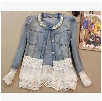 Женская короткая джинсовая куртка 2017 Весенняя Новая модная тонкая вышитая