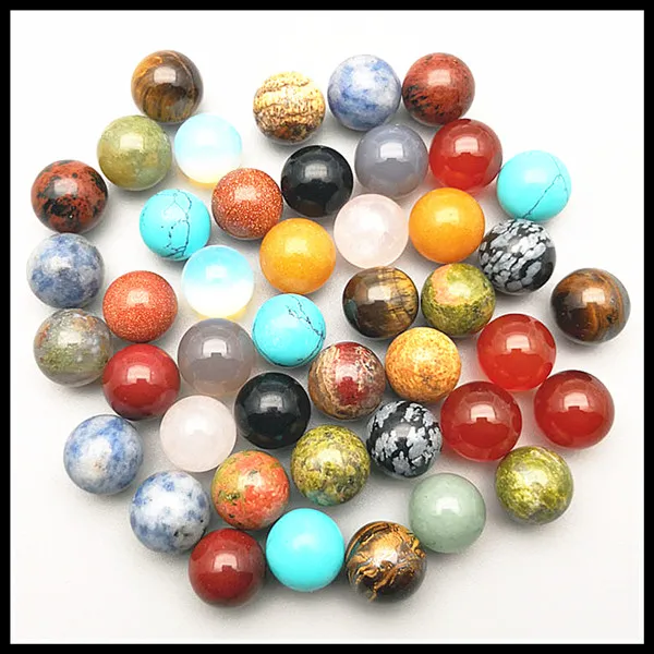 

50pcs mixed natural stone round Ball Bead 12mm No hole charms round shape stone Beads For Jewelry Making free shipping