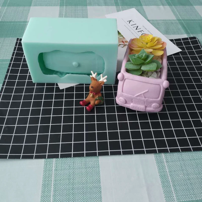 Форма для цветочного горшка и бетона в форме автобуса гипсовая силиконовая форма