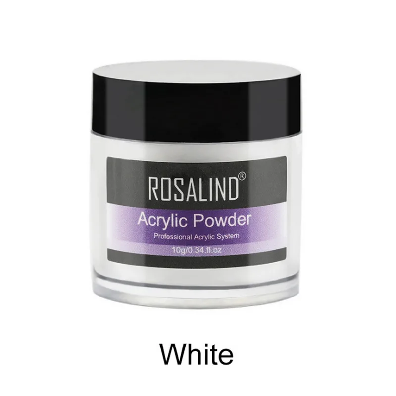 white ROSALIND прозрачный арт для ногтей 3D 10 г картина акриловая с порошком наконечники строитель прозрачный акриловый порошок для ногтей маникюр розовый, белый, прозрачный - Цвет: white