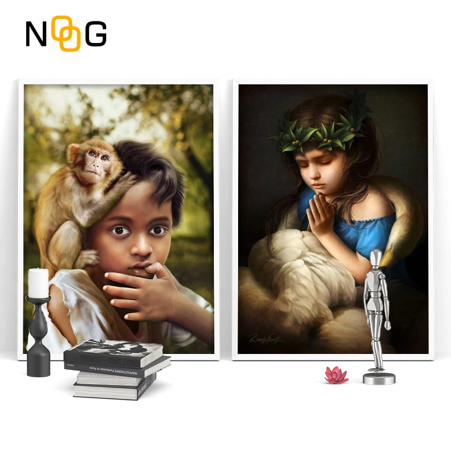 

NOOG Girl and BOY Nordic Poster&Print Modern Canvas Painting Abstract Wall Art Minimalist Wall Picture For Bedroom Home Decor