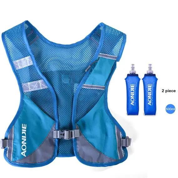 Blue 2x500ml AONIJIE E884 светоотражающий гидратационный рюкзак сумка Жилет Жгут бутылки воды Туризм Кемпинг бег марафон гонки - Цвет: Blue 2x500ml